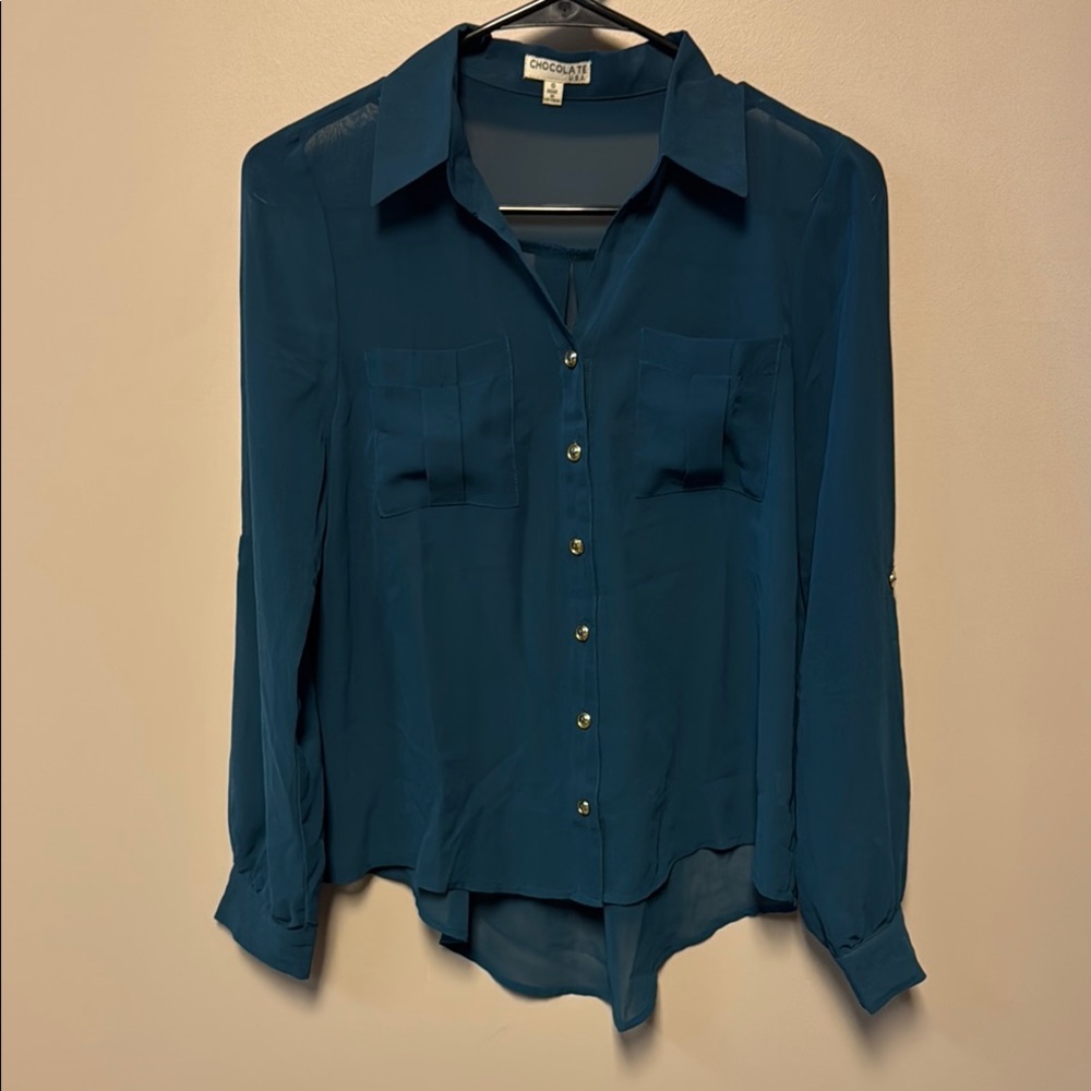 Chocolate USA Emerald Green ButtonUp Blouse